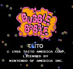 Bubble Bobble title screen for NES